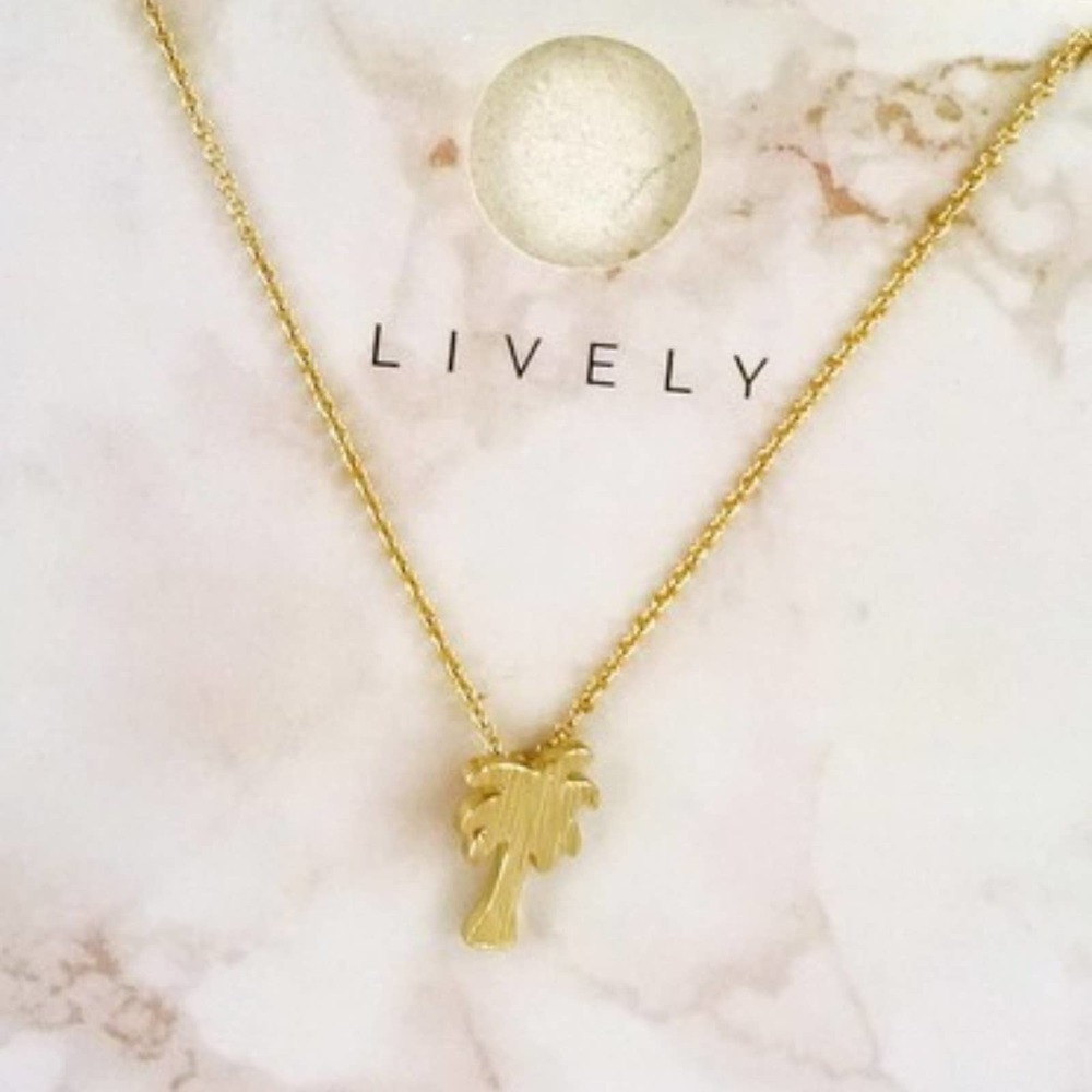 Gold Dainty Tropical Palm Tree Necklace